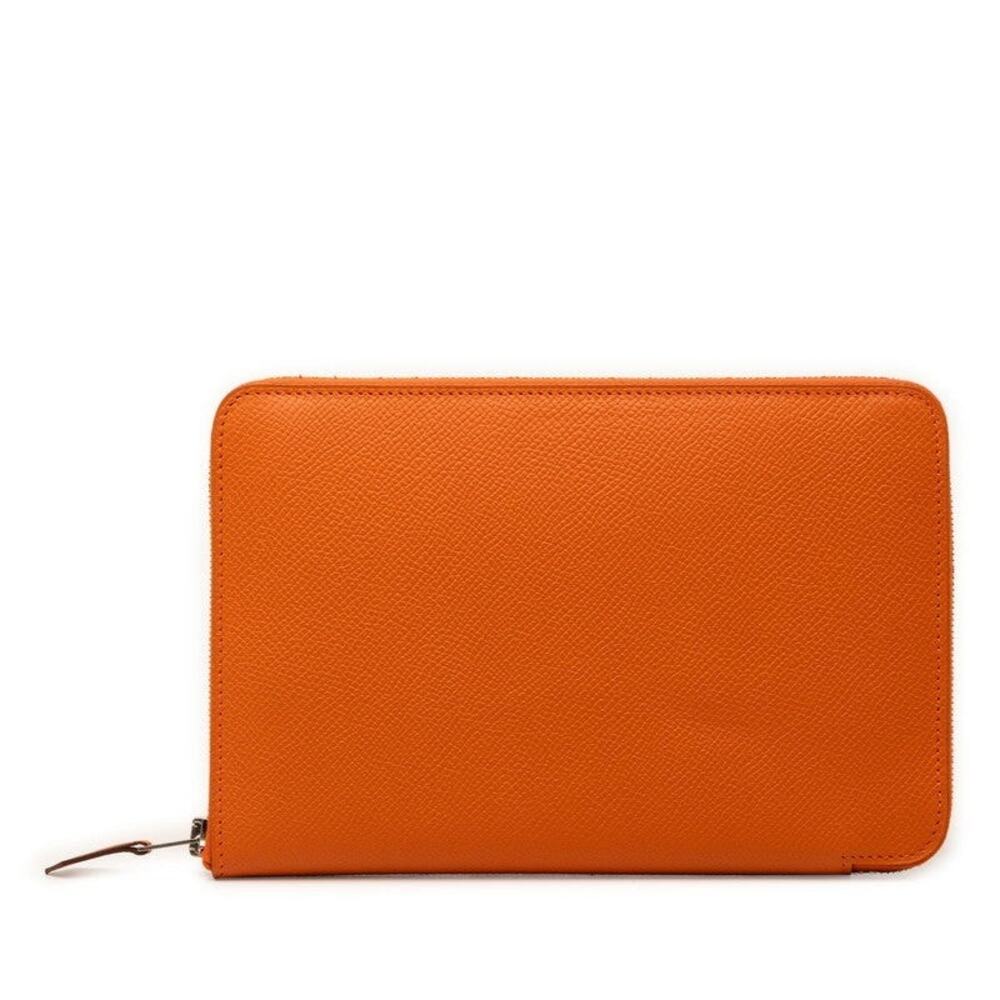 Hermes Azap Integral Round Zipper Long Wallet Epsom Orange